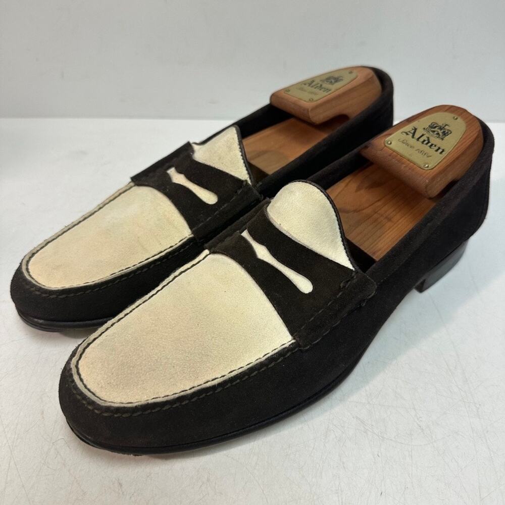 VGUC Tom Ford Brown Cream Suede Penny Loafers Made in Spain EU 8.5 T US 9.5 D